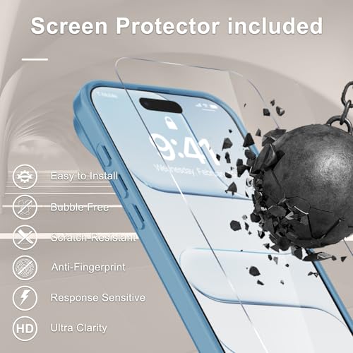 Image of YENAPOON for iPhone Air Case, Matte Magnetic Phone Cover [with 1 Screen Protector] [Support for MagSafe] [Shockproof Military Grade Protection] Translucent Frosted Back, Lavender Purple