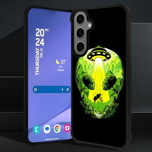 ZHEGAILIAN Compatible with Samsung Galaxy S23 FE Case,UFO alien cow invasion Graphic Design Acrylic Shockproof Anti-Scratch Hard Case for Samsung Galaxy S23 FE