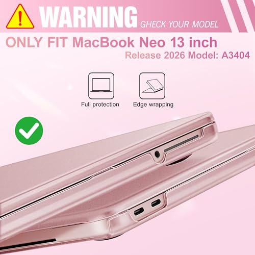 Image of May Chen Compatible with MacBook Neo 13 inch Model A3404 2026 Release, Slim & Lightweigh Frosted Finish Protective Case with Keyboard Cover&Screen Protector, Frosted Blush