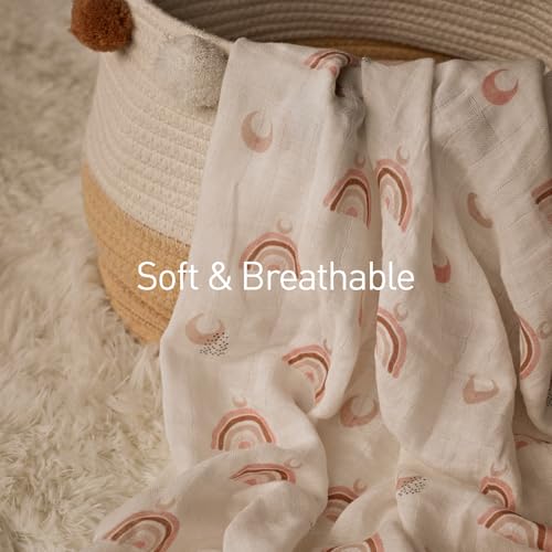 Image of GLLQUEN BABY Muslin Swaddle Blankets 4-Pack Breathable Receiving Blankets (35 inch x 40 inch) Soft Baby Blankets for Girls and Boys Newborn Essentials Muslin Burp Cloths Swaddle Wrap Baby Gift (Sun)