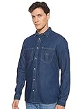 Articolo: CAMICIA Tommy Jeans Herren Pocket Langarm Regular Fit Jeanshemd Blau (Dark Indigo 406) Medium (Herstellergröße: M)