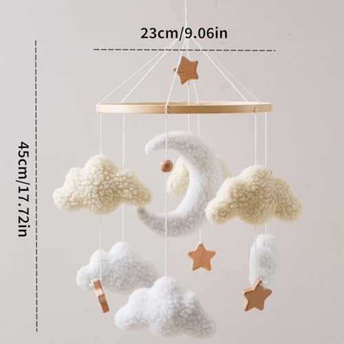Mobile rotatif étoiles en bois cadeau de naissance idéal pour chambre bébé - 5