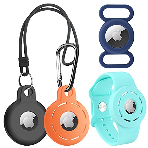 SONVIEE 4-in-1 Schutzhülle für AirTags, vollständiger Schutz für AirTag-Halterung, langlebig, AirTag-GPS-Hartsilikon-Abdeckung, kratzfest, Anti-Verlust-Finder, Tracker-Hülle für AirTags Cover