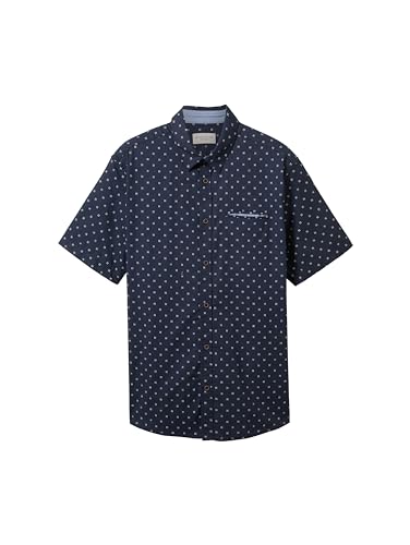 TOM TAILOR Herren Regular Fit Hemd mit Punkten, 34712 - Navy Stripe Design, XXXL – Ansicht 5
