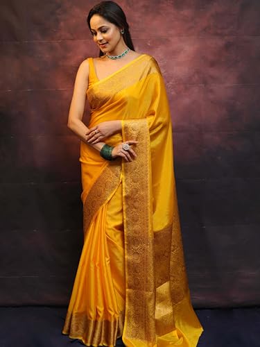 Image of Sugathari Women's Banarasi Saree Pure Kanjivaram Silk Saree Soft new ladies 2025 Design Wear Pattu Sarees Sadi Party Sari collections With Blouse Piece (San Pari-225)
