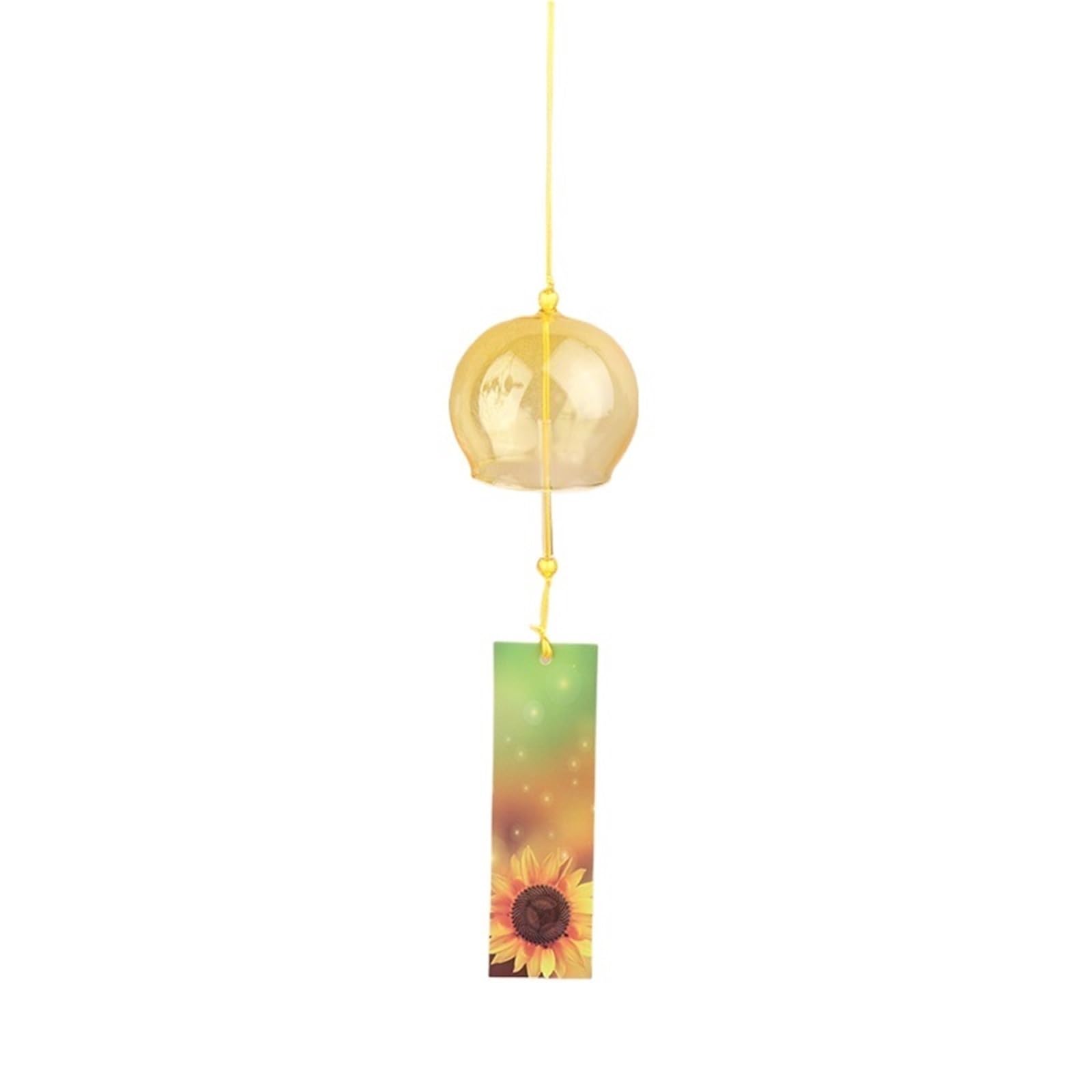 1Pc Wind Bells Handmade Glass Chime Home Decors Chimes(Yellow)