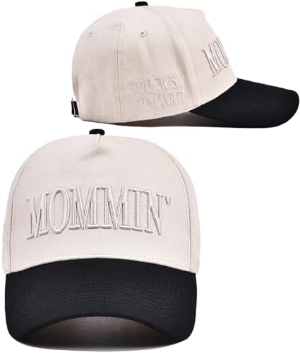 Mommin Trucker Hat for Women, Vintage Embroidered Mom Baseball Cap, Adjustable Women Ponytail Hat