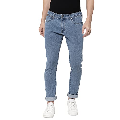 Image of Wrangler Men Solid Indigo Jeans (Skinny)