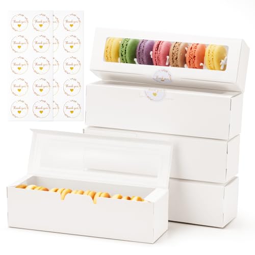 YODYZJ 20 Pack Macaron Boxes with Window - 7.3x2x2 in Macaron Packaging Containers Holds 6-8 pcs Small Cookie Candy and Truffle Boxes for Gift Giving
