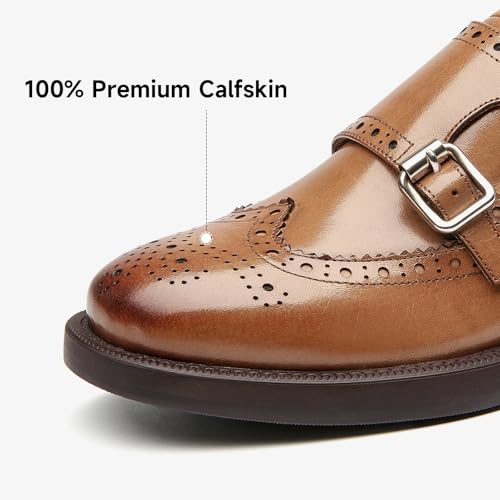 Image of BEAU TODAY Women Monk Strap Loafers Cap Toe Business Causal Loafer Shoes