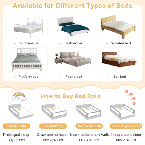 Image of BABY JOY Bed Rail for Toddlers, 47''Long, Height Adjustable & Foldable Baby Bed Rail Guard w /Storage Pocket & Double Safety Child Lock for Kids Twin Double Full Size Queen King Mattress (Grey)