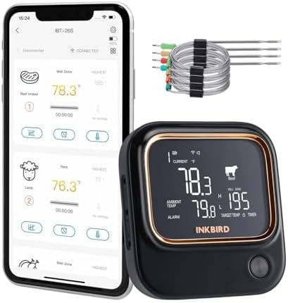 Inkbird Termômetro para churrasco wi-fi bluetooth ibt-26s, com 4 ...