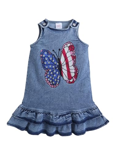 Image of Dresses for Kids Girls, Stylish Knee Length Once Piece Denim Frocks for Girls, Casual Dress for Summer & Birthday Family Gathering & Special Occasion