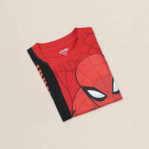 Image of Kidsville Official Marvel Avengers Spiderman Boys Half Sleeve Round Neck White Graphic Printed Cotton T-Shirts for Kid Boys