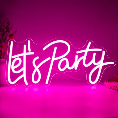 Lets Party Neon Sign LED Lets Party Neon Light Up Signs for Wall Decor