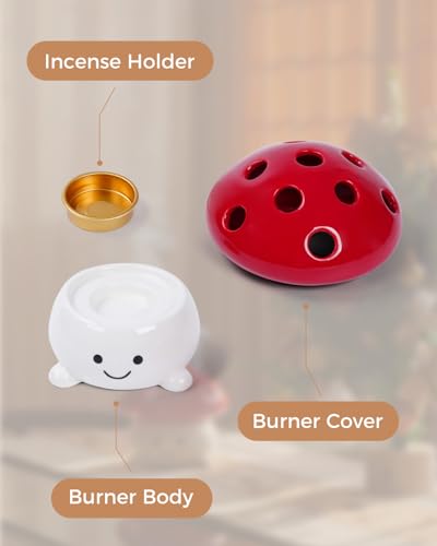 Smily Face Incense Cone Holder Cute Mushroom Incense Cone Burner Unique Gifts for Women Men