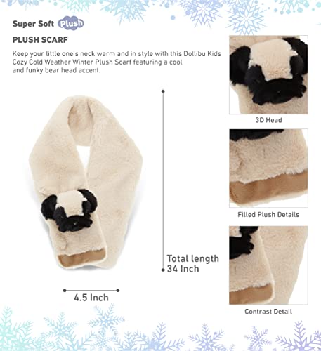 DolliBu Pug Dog Plush Scarf - Super Soft Warm Fluffy Kids Scarf Accessory, Fashionable Plush Party Winter Outfit, Stuffed Animal Scarf Costume, Cozy Outdoor Winter Scarf for Kids and Adults - 34" Inch2