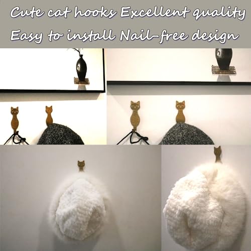 Generic WALL COAT HOOKS-002 Key Holder, Decorative Vintage Cat Shaped Key Rack, Brass Antique Wall Hooks Unique Coat Hooks,For Hanging Scarf Bag Keys Hats Towel Utility Cat Hook thumb #3