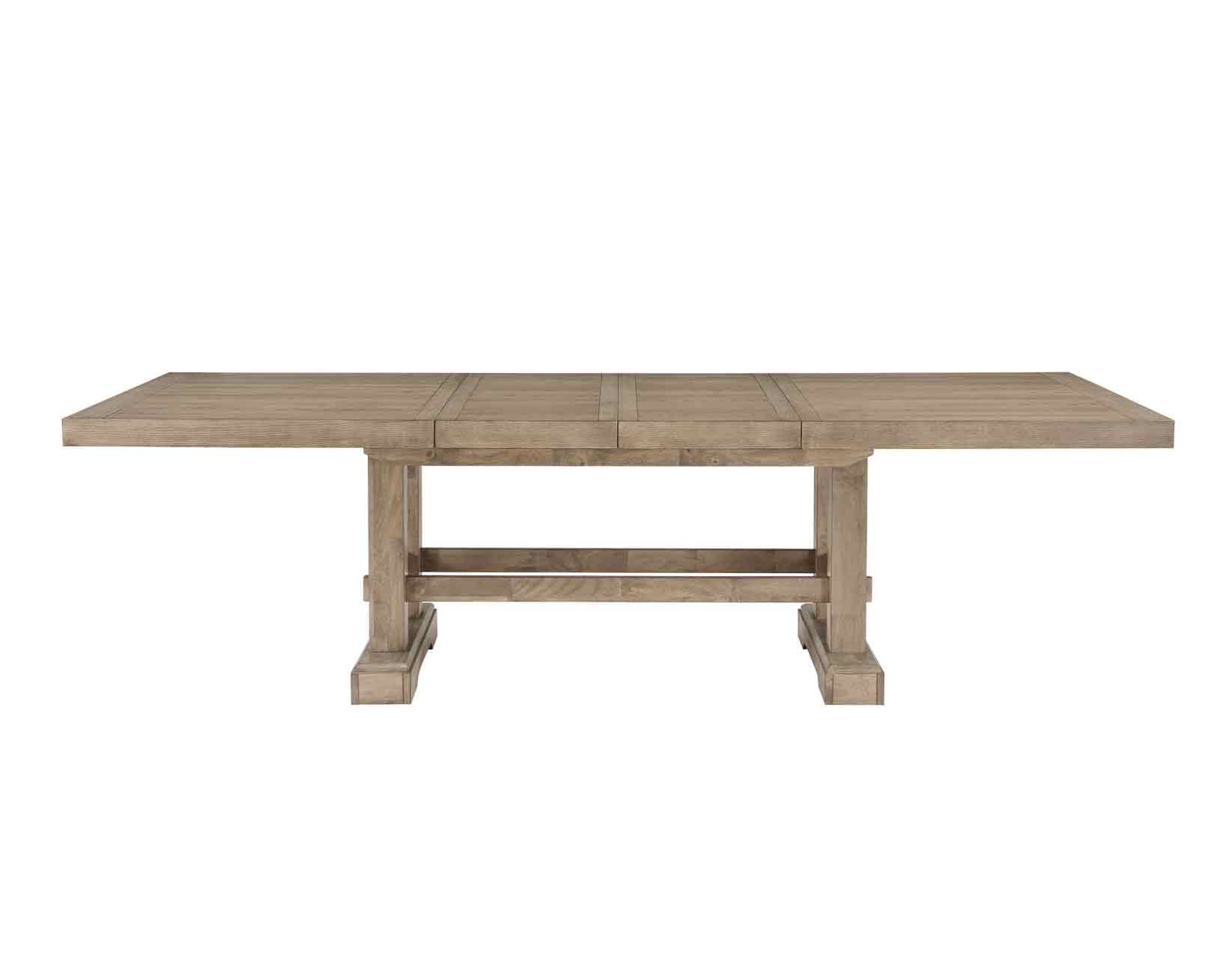 Napa Rectangular Dining Table, 72"-90"-108" Table w/Two-18 Leaves, Transitional Design, Seats 10, Twin Pedestal Base, Dining Room/Kitchen, 42" D x 72" W x 30" H, Sand