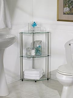 Convenience Concepts Designs2Go Classic Glass 3 Tier Corner Shelf, Glass