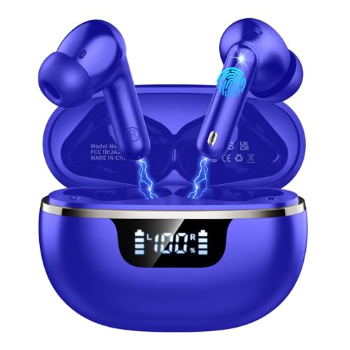 Auriculares Inalambricos, In-Ear Auriculares Inalambricos Bluetooth 5.4 con 4 HD Mic Cancelacion Ruido, 45H Estéreo HiFi Cascos Inalambricos Bluetooth Carga Rápida Tipo-C/Pantalla LED/IP7 Impermeable