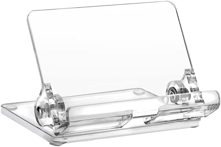 Kantek Clear Acrylic Adjustable Cell Phone Stand, Folding Desktop Dock Compatible with Most Mobile Phones and Smaller Tablets, 4.1 W x 3.1 D x 2.1 H, Cord Management, Desk Accessory