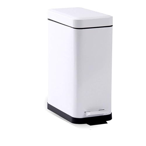 DYPASA Cesta de basura para el hogar, con pedales, para cocina, rectangular, para dormitorio, 5 litros, 10 litros, color blanco, tamaño 10 litros