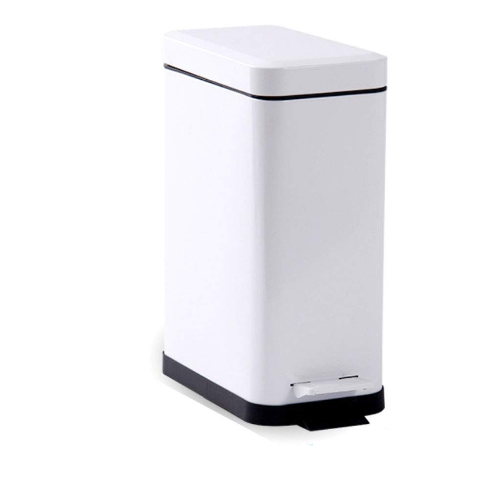 HASMI Abfalleimer Home Pedal Küchenmülleimer, rechteckiger Schlafzimmermülleimer, 5 l, 10 l, Weiß Mülleimer (Size : 10L)