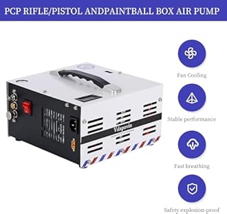 PCP air compressor, 4500PSI / 30 MPa, oil-free/water-free high-pressure air compressor, 12V DC / 120V AC, suitable for PCP air rifles, paintball guns, high-pressure gas tanks