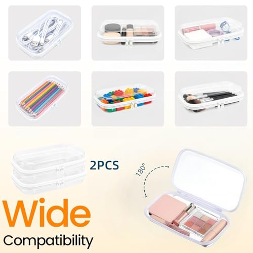 Image of Thickened Clear Hard Shell Zipper Case,Professional-Grade Plastic Clear Zipper Pencil Case, Toiletry Pouch, Travel Organizer, Cosmetic Bag, Toy Storage Bins (2PCS-M)