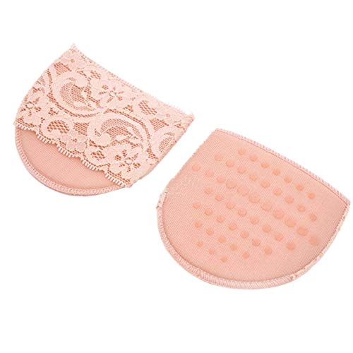 Zapatos de tacón Alto de 1 par de antera Invisible para Damas Zapatos de algodón de tacón Medio Resistentes al Deslizamiento Plantillas de Encaje Color de Piel Negro