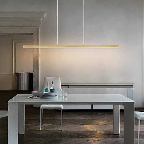 Zicbol Kitchen Island Pendant Lighting 40.94 Inch Linear Light Fixture Chandelier 16W 3000K Warm Light Dimmable LED Hanging Light Fixture for Dining Room, Kitchen, Breakfast Bar, Living Room Gold by Zicbol - Used condition - Image 2