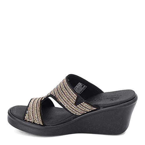 Skechers Women's Wedge Sandal, Black Multi, 10