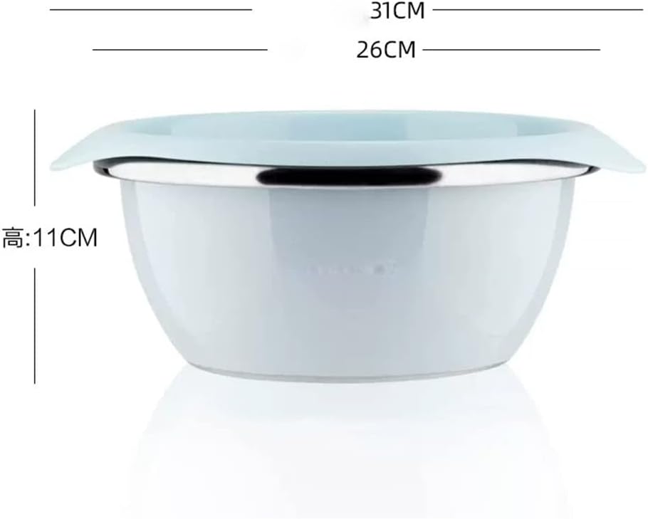 Colorful Stainless Steel Basin Set Home Kitchen Panning Rice Washing Draining Basket Leak Soup