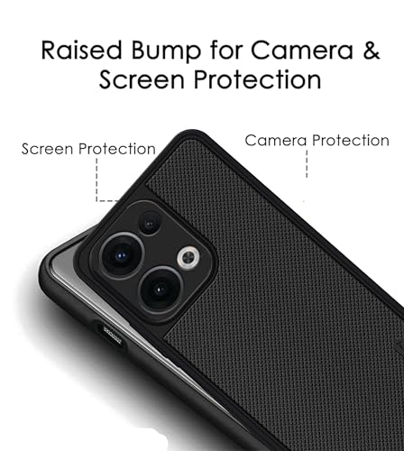 Silicone Back Cover Case Compatible for Oppo Reno13 Pro (Textured Grip Design | Camera Protetion | Slim and Light Weight | Soft Touch and Feel | Black)