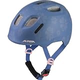 ALPINA XIMO 2 L.E. (Mate) – Casco de Ciclismo Ligero y Seguro para niños con LED Opcional - Soft Blue Flowers Matt - 47-51