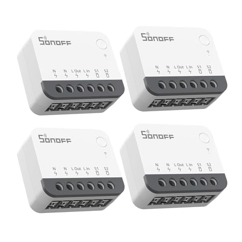 SONOFF Zigbee 3.0 Smart Relay Switch Mini in-Wall Light Switch Module Compatible with Alexa Google Home SmartThings ZBMINIR2 4-Pack (Zigbee Hub & Neutral Wire Required)