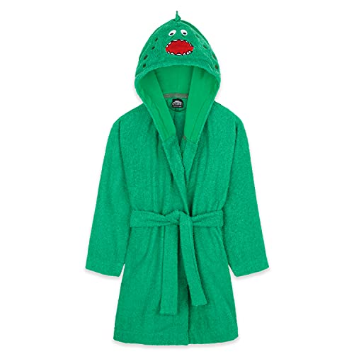 CityComfort Albornoz Niños, Albornoz Para Niña o Niño 100% Algodón, Albornoz Niño 2 - 14 Años (13-14 años, Dinosaurio Verde)