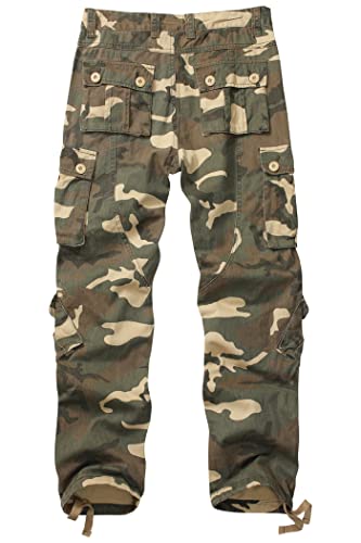 Cargo Pants for Men Casual Outdoor Relaxed Fit Camo Work Pants with 8 Pockets No Belt2