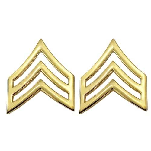 Hero's Pride Rank Insignia, 3 Stripe SGT Chevrons, Clutch Backs, 3/4
