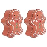 Matériau en fer blanc : boîte de Noël en forme de bonhomme en pain d'épices fabriquée en fer blanc, ces contenants en forme de pain d'épices offrent un rangement robuste pour les biscuits, les bonbons et les petits cadeaux