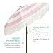 AMMSUN Boho Fringe Umbrella Outdoor Patio, 6.5ft UPF50+ Picnic Umbrella with Tassels with Steel Pole and Push Button Tilt, Pink Stripes