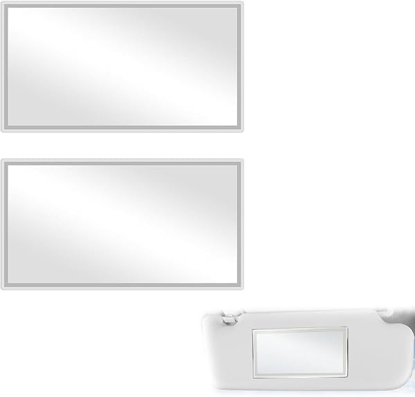 WUFKOP 2 Pezzi Specchietto da Trucco per Parasole Auto, Specchio Cosmetico Auto HD in Acciaio Inossidabile Autoadesivo per Donne, Van Life e Camper - 1