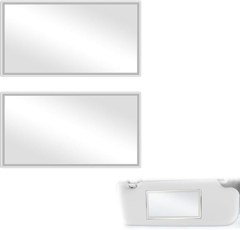 WUFKOP 2 Pezzi Specchietto da Trucco per Parasole Auto, Specchio Cosmetico Auto HD in Acciaio Inossidabile Autoadesivo per Donne, Van Life e Camper