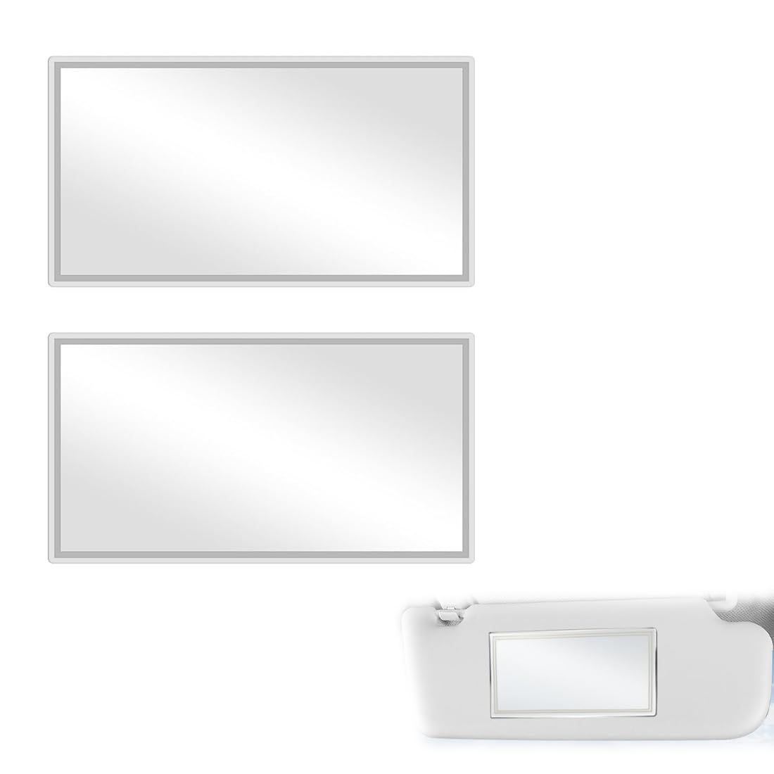 WUFKOP 2 Pezzi Specchietto da Trucco per Parasole Auto, Specchio Cosmetico Auto HD in Acciaio Inossidabile Autoadesivo per Donne, Van Life e Camper - 2