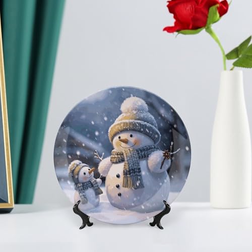 Plato Decorativo Muñeco de Nieve Hueso de China 7 pulgadas miniatura 6