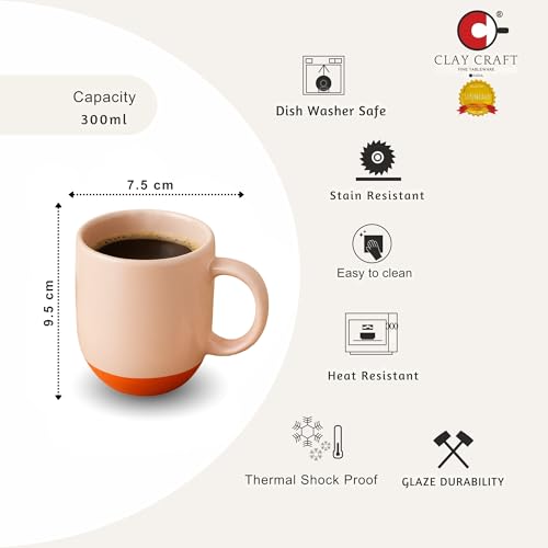 Image of Clay Craft Modern Matte Coffee Mug Set of 2, 300 ml | Fine Ceramic Tea, Coffee & Milk Mugs | Elegant & Durable Drinkware | Microwave & Dishwasher Safe | Minimalist Home, Office & Gift Collection