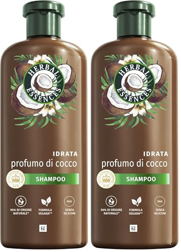 Herbal Essences Shampoo al Profumo di Cocco, Idrata i Capelli Molto Secchi, Vegano 250ml (Confezione da 2)