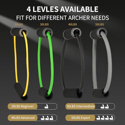 SPG Archery Bow Trainer - 20 30 40 50 LBS Bow Strenth Trainer Latex Draw Training Aid Archery Shot Trainer Workout Resistance Band for Bow Shot Practice Accessories (40LBS Black)