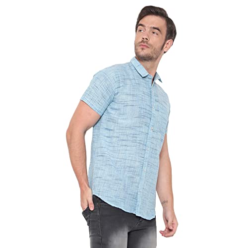 Image of LATEST CHIKAN Men's Cotton Blend Textured Half Sleeves Shirt